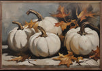 Load image into Gallery viewer, White Pumpkins with Fall Leaves Art and Wood Frame
