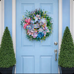 Load image into Gallery viewer, Spring Floral Wreath Pinks, Green, Soft Blues, Yellow
