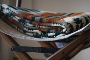 Aztec Quichua Forest Green, Terra Cotta, Charcoal Gray,Natural, and Black Reversible Blanket