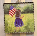 Load image into Gallery viewer, Little Girl with American Flag Mini Print
