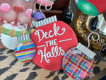 Load image into Gallery viewer, Deck the Halls Metal Stake with Plaid Ornaments
