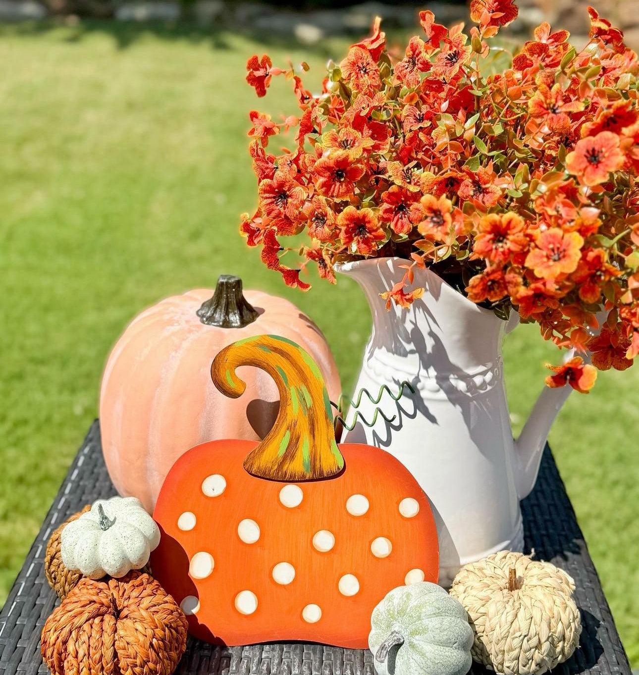 Orange White Halloween Metal Outdoor Stake