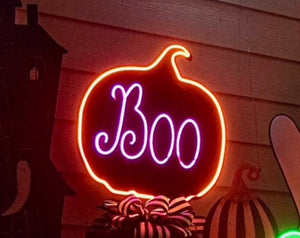 Neon Boo Metal Halloween Outdoor Stake