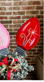 Load image into Gallery viewer, Christmas Neon Red Bulb Metal Stakes Outdoor or Indoor
