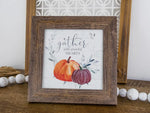 Load image into Gallery viewer, Gather with Grateful Hearts Fall Pumpkin Wood Framed Shimmering Picture
