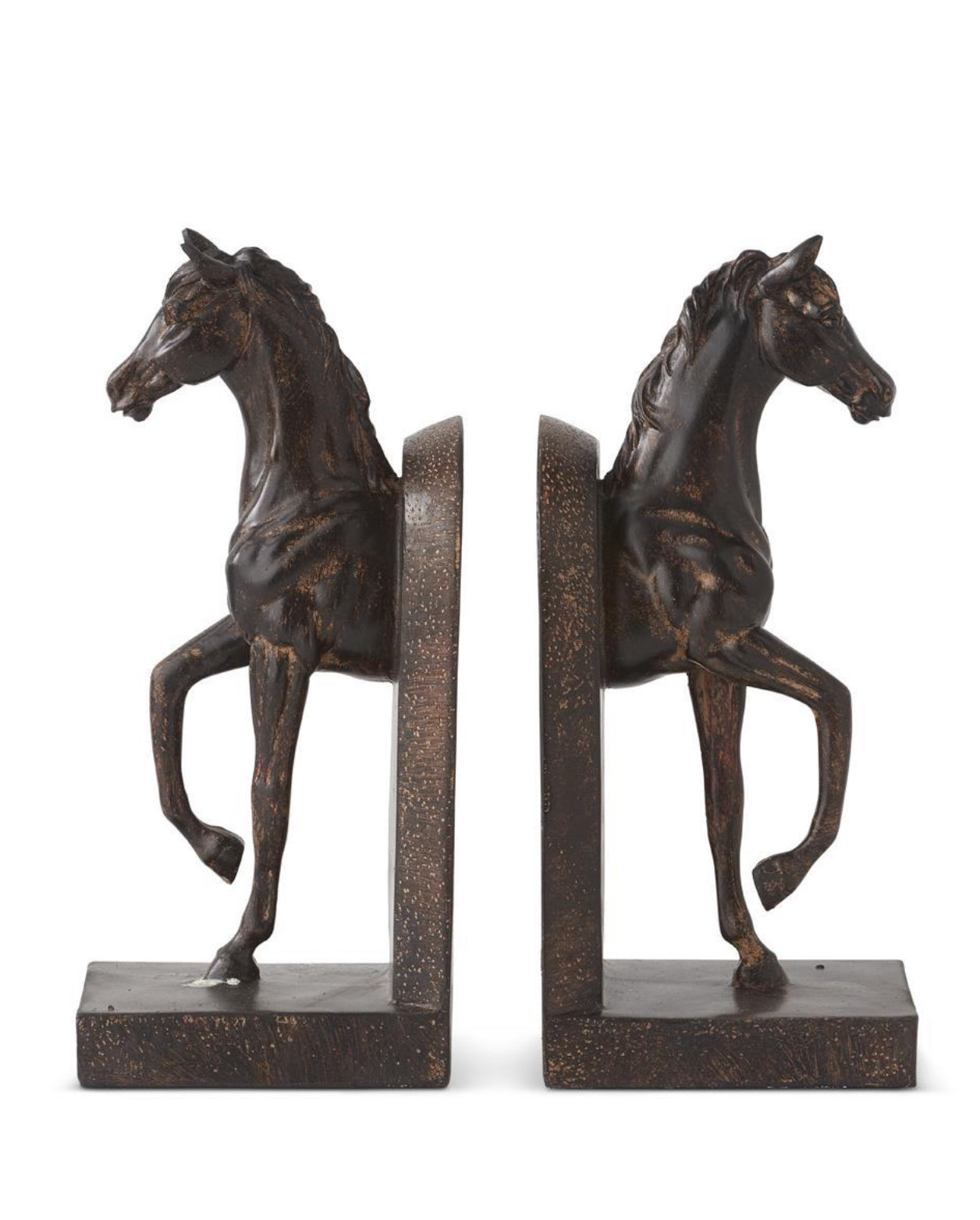 Horse Prancing Bronze Resin Bookends