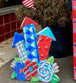 Load image into Gallery viewer, Americana: Whimsy Firecrackers and Flowers Metal Stake
