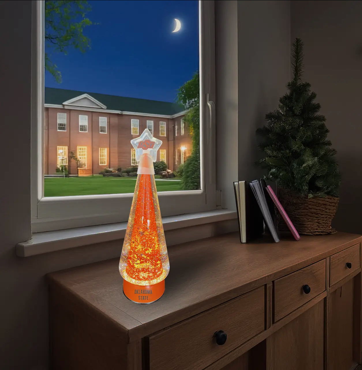 Oklahoma State Cowboys Water Globe with Swirling Glitter LED