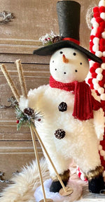 Load image into Gallery viewer, Set of 2 Sherpa Snowmen with Black Top Hats
