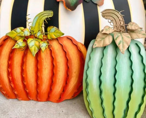 Large Orange Pumpkin with Easel and Stake