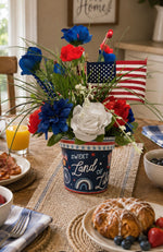 Load image into Gallery viewer, Americana Floral Arrangement Sweet Liberty 6” Pot Red, White, and Blue
