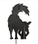 Load image into Gallery viewer, Scaredy Black Cat Metal Outdoor Stake
