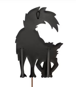 Scaredy Black Cat Metal Outdoor Stake