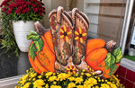 Load image into Gallery viewer, Cowboy Boots and Pumpkins Metal Stake with Attached Easel
