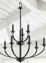 Load image into Gallery viewer, Reyes 9-Light Chandelier - Noir Matte Black Quorum
