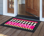 Load image into Gallery viewer, Bright Pink Harlequin Welcome Door Mat Outdoor
