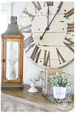 Load image into Gallery viewer, Large Roman Numeral 36” Antique White Distressed Clock
