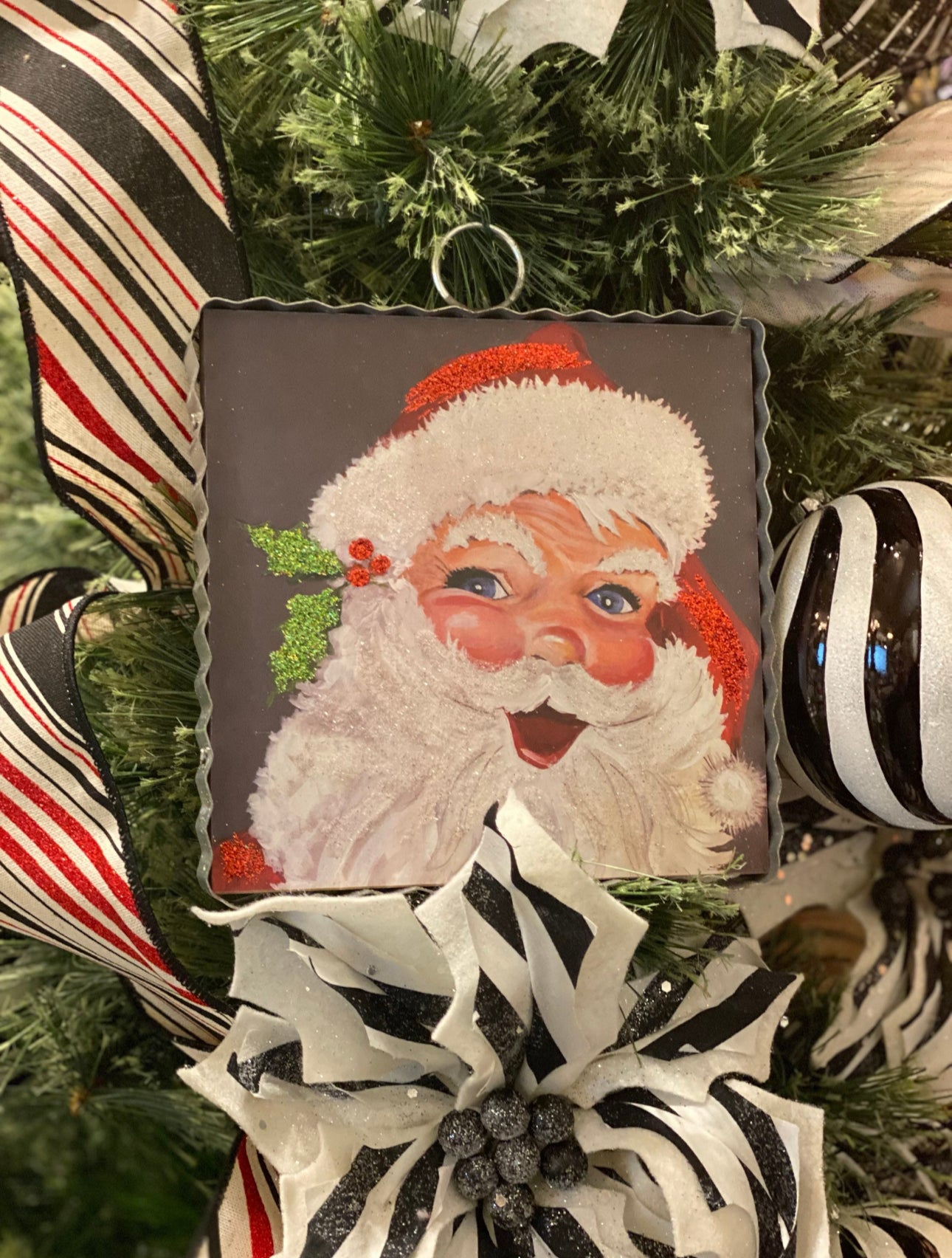 Jolly Santa Mini Print with Galvanized Frame