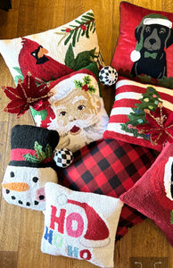 Choose from (4) Styles Christmas Hooked Pillows