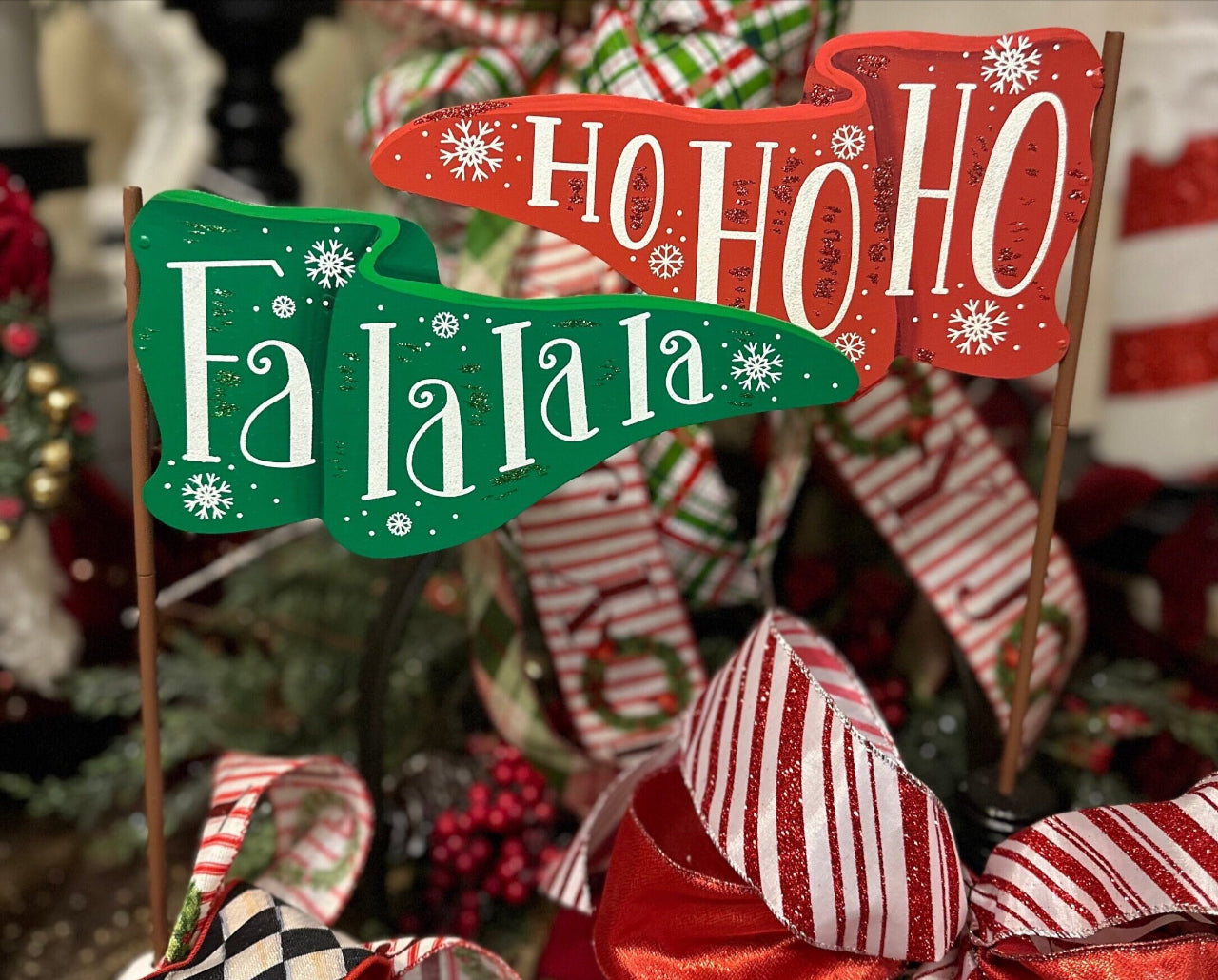 Christmas Metal Outdoor Flags Merry Christmas, Believe, or Set of 2 Hoho/Falala