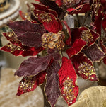 Load image into Gallery viewer, Glam Burgundy/Plum Velvet Poinsettia with Gold Sequins Pack of 3
