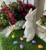 Load image into Gallery viewer, Easter/Spring Collection: White Wicker Bunny Standing Tall
