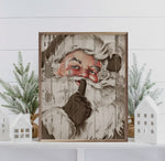 Load image into Gallery viewer, Santa Shh Wooden Art Neutral with Wood Frame Christmas Art
