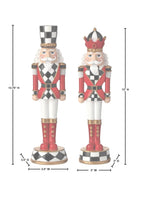 Load image into Gallery viewer, Nutcracker Black &amp; White, Gold, and Red with Check Pattern 13”h Set of 2
