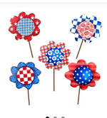 Load image into Gallery viewer, All American Flowers Blue, Red, White Patterns Metal Stakes Set of 5

