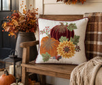 Load image into Gallery viewer, Burgundy Red &amp; Orange Pumpkin &amp; Sunflower Fall Pillow

