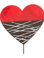 Load image into Gallery viewer, Valentines Day: Chocolate Dipped Metal Heart with White Drizzle Outdoor Stake
