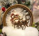 Load image into Gallery viewer, Arch Top Wooden Classic Santa Art with Snow or Round Wood Frame
