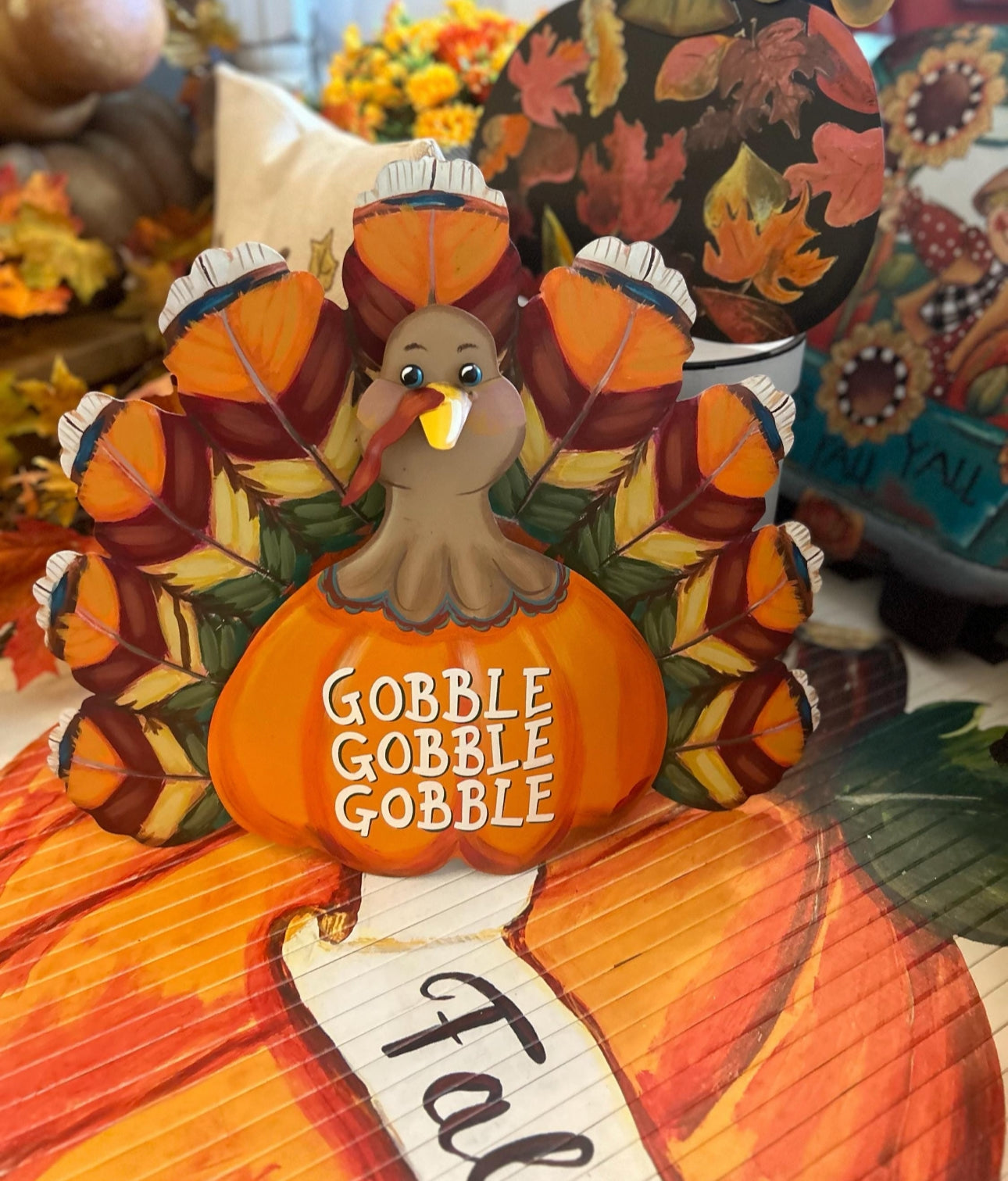 Gobble Gobble Bright Turkey Metal Stake