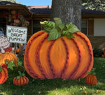 Load image into Gallery viewer, Biggest Large Orange Metal Pumpkin with Easel and Stake 45”
