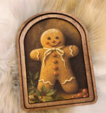 Load image into Gallery viewer, ArchTop Wooden Gingerbread Cookie Christmas Picture

