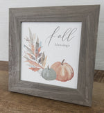 Load image into Gallery viewer, Fall Blessings Pumpkins Wood Framed Shimmering Picture
