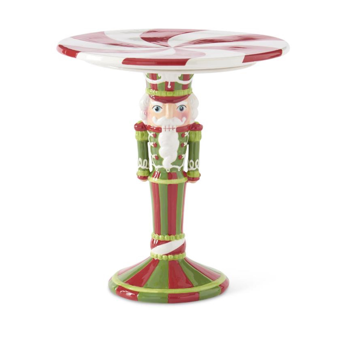 Nutcracker Cake Plate Stand Dolomite Red, Green, and White Riser