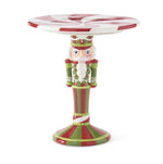 Load image into Gallery viewer, Nutcracker Cake Plate Stand Dolomite Red, Green, and White Riser
