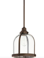 Load image into Gallery viewer, Banded Dome Pendant Oiled Bronze
