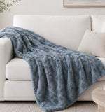 Load image into Gallery viewer, Luxurious Dusk Slate Blur Faux Fur Throw
