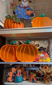New! Neon Light Up Orange Pumpkin with Easel & Stake