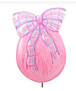 Load image into Gallery viewer, Large Pink Bow Easter Egg Outdoor Stake with Easel 38”h
