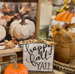 Load image into Gallery viewer, Happy Fall Y’all in Black and White Mini Print with Galvanized Frame
