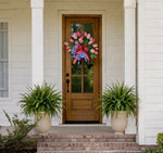 Load image into Gallery viewer, Pink &amp; White Tulips in Moss Basket Door Hanger or Wall Basket
