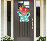 Load image into Gallery viewer, Polka Dot Watering Can with Flowers Door Décor Decorative Front Door Sign with Ribbon Hanger Studio M
