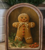 Load image into Gallery viewer, ArchTop Wooden Gingerbread Cookie Christmas Picture

