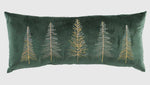 Load image into Gallery viewer, Emerald Green Velvet Pillow with Trees in Silver Gold
