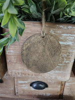 Load image into Gallery viewer, Santa on Tractor Round 4” Wood Ornament Christmas Decor
