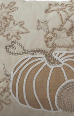 Load image into Gallery viewer, Cottage Harvest Rope Pillow Fall Autumn Light Taupe, White and Gray Pumpkin Embroidered Pillow
