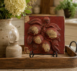 Load image into Gallery viewer, Red Ceramic Accent Tile with Fruit Pattern
